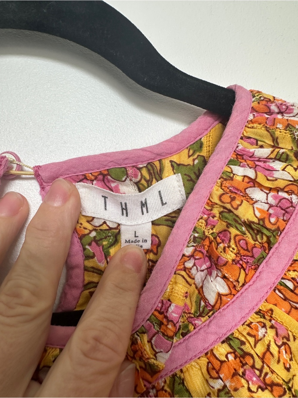 THML Floral Puff Sleeve Blouse in Yellow and Pink - Picture 2 of 10